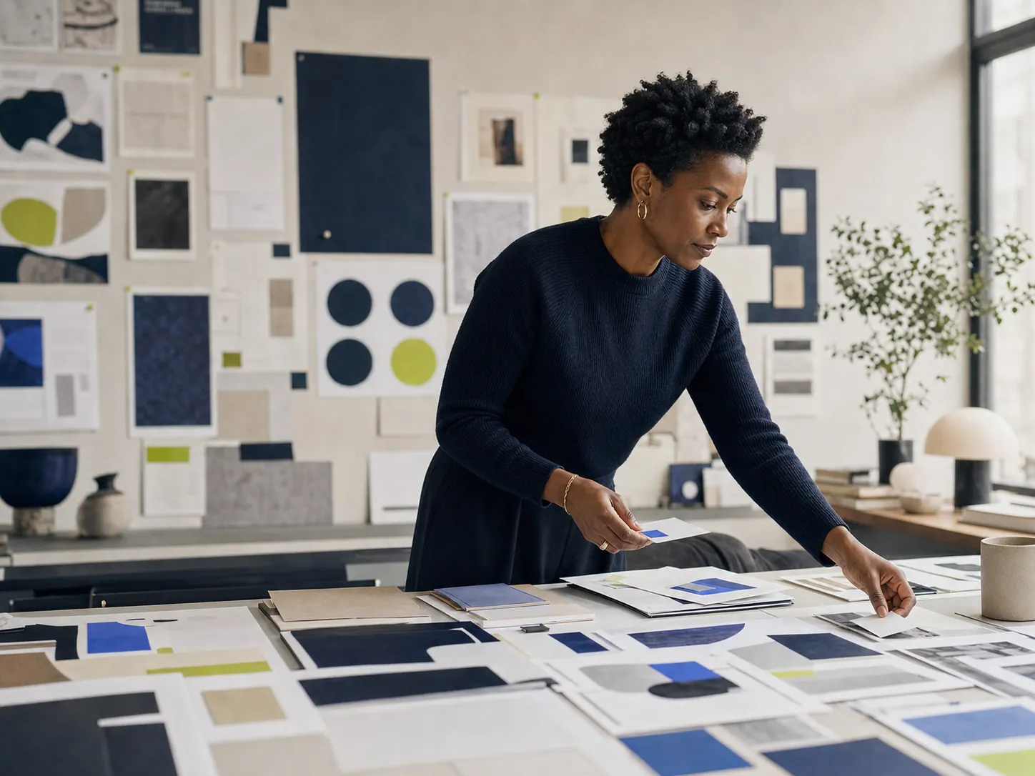 Senior brand strategist curating campaign materials