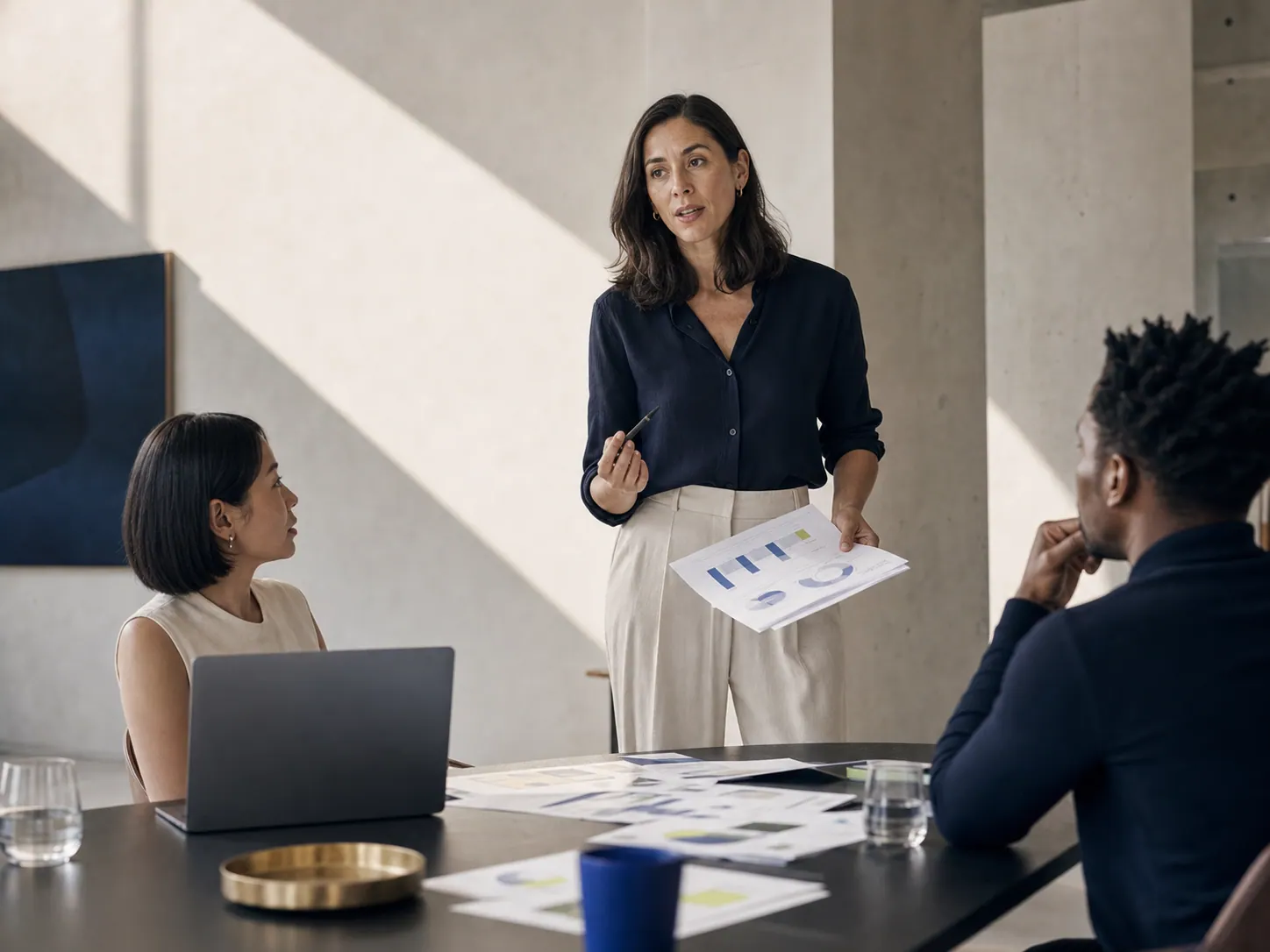 Commercial leader presenting a strategy to colleagues